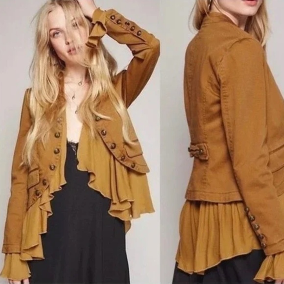 Free People Jackets & Blazers - Free People Military Romantic Ruffle Jacket Blazer Size: M